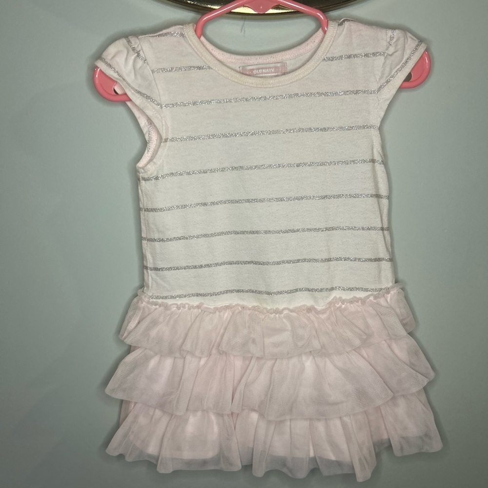 Old Navy Pink and Silver Striped Dress